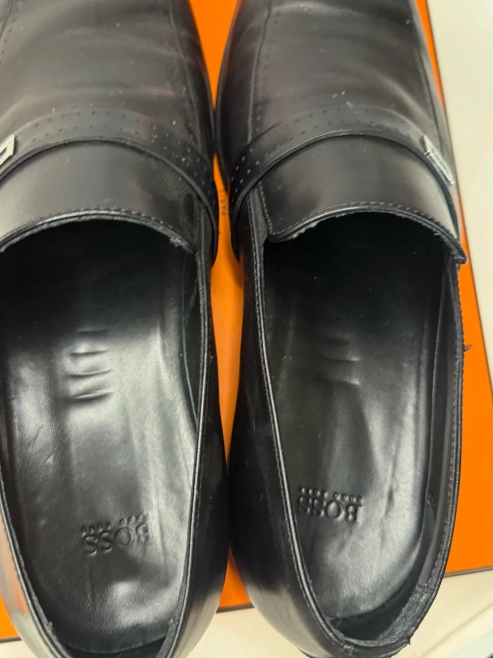 Boss Black Leather Penny Loafers
